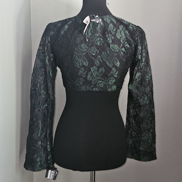 Black green bell sleeve lace shrug small - Picture 4 of 5
